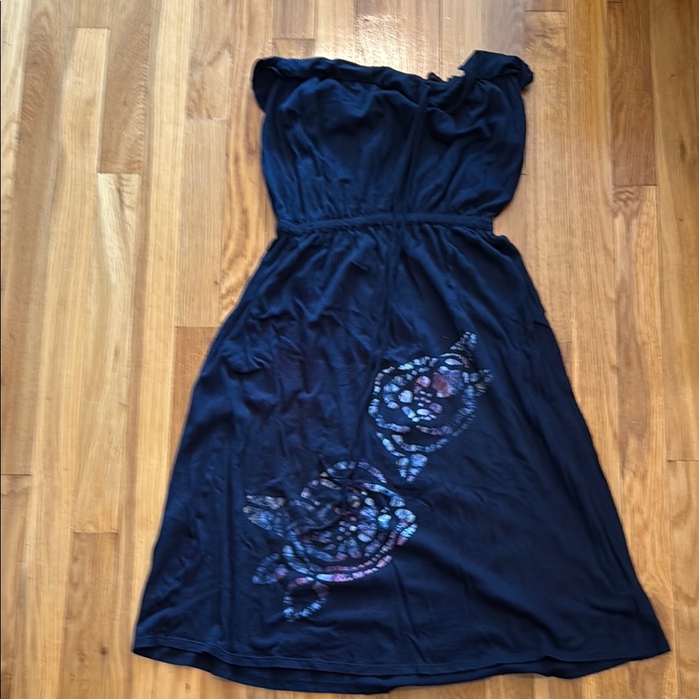 Tommy Hilfiger Strapless Navy Dress with Pattern